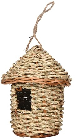 Casas De Colibrí para El Exterior - Casa De Crianza De Cabaña De Paja Tejida A Mano | Cueva De Cría De Cabaña De Pájaros | Casa De Anidación De Aves para Jardín, Balcón, Porche, Tronco De Árboles, Al