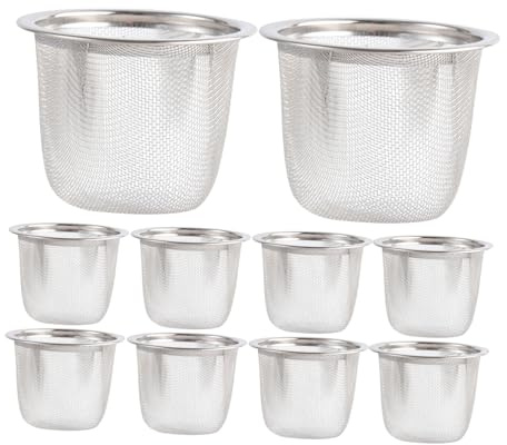 WEKADRIN 10 Pezzi Infusori per Tè in Acciaio Inossidabile con Rete Fine Colini per Tè Sfuso Resistenti e Facili da Usare Filtro per Tisane per Preparazioni Salutari