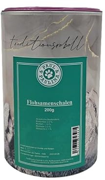 Paul & Paulina Flohsamenschalen gemahlen 200g I Einzelfuttermittel für Hunde und Katzen I Ballaststoffquelle I Verdauung