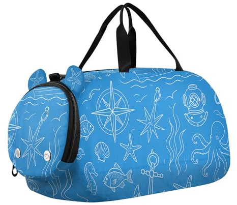 Foiosoh Maritime Exploration Kinder-Sporttasche mit Schuhfach, große Kapazität, Sporttasche, Reisetasche, für Reisen, Schwimmen, Tanzen, Ballett