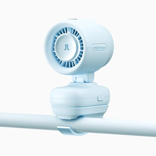 JISULIFE 2026 Clip Fan – Small & Stylish with 38H Cooling, Soft Night Light, One‑Click Detachable for Stroller or Desk, Safe Stroller Fan for Crib Car Seat Nursery Travel, Gifts for Baby Mom (Blue) | Soft Night Light, LED Display, One‑Click Detachable Baby Fan for Stroller Crib Desk Car Seat Travel, Gift for Baby Mom-Blue