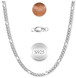 MOROTOLE Silver Necklace Chain Figaro Chains for Women Sterling Silver Chain Necklaces for Women