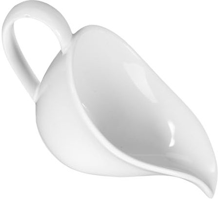 DIYEAH Saucière Céramique Blanche avec Poignée Distributeur de Sauce Multifonction pour Lait Sirop et Jus Pichet Élégant pour Table Européenne