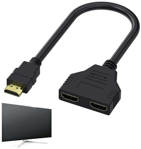 Doppio Hdmi,Splitter HDMI 1 Ingresso 2 Uscite,1080p Maschio a Doppia Femmina Uscite Presa con Cavo doppio 30 cm, per estendere 2 monitor,Splitter cavo per LED,Monitor LCD e proiettori