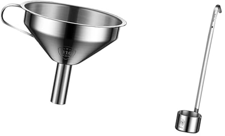 Elnwnnkc Imbuto Filtrante Professionale per Liquidi Imbuto Professionale in Acciaio Inox con Mestolo Fine per Filtrare Succhi Vino E Oli Colino Succo