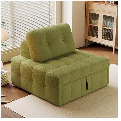 Hopfällbar säng Konvertibel hopfällbar bäddsoffa - sovstol med kudde, sovstolssäng for vardagsrum/sovsal/gästbruk/hemkontor/lägenhet, enkelstorlek(Green,80cm)