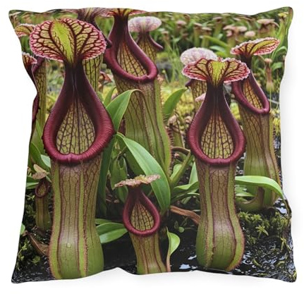 Colorful Tropical Pitcher Plants Outdoor Pillow - Water and Sun Resistant