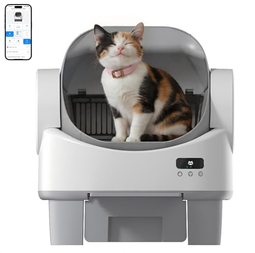 Jummico Elektrisches Katzenklo Selbstreinigend mit Offenem Design – Automatisches Katzenklo mit App-Steuerung, Sicherheitssensoren, für Katzen bis 10kg, mit Matte und Einstiegsplattform