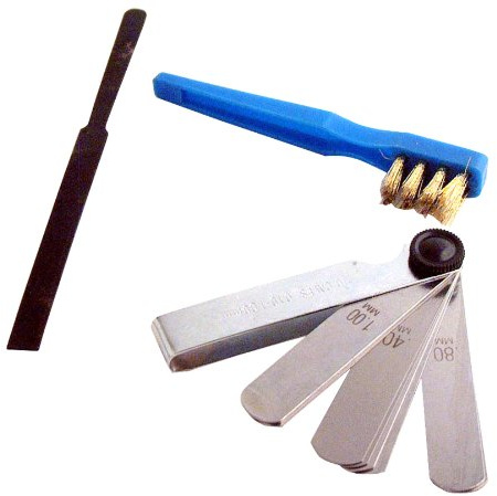 XLTECH 300204 Kit pulizia candele e valvole: spazzola/lime/10 spessori da 0,1 a 0,9 mm