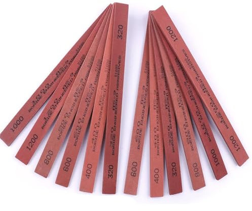 CBRIGHT 12 pièces Corindon blanc Pierre à aiguiser aiguiseur - Ensemble de pierres à huile de polissage Grain 320 # 400 # 600 # 800 # 1000 # 1200 # - (5,9x0,47x0,12 pouces)