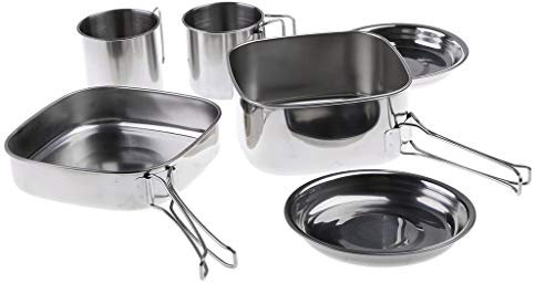 Backbayia - Padella Antiaderente per friggere, cestello di Servizio, Bicchieri, Ciotole in Acciaio Inox con Manico Pieghevole