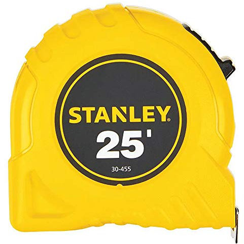 STANLEY 30-455 25ft 1-Inch Polymer Coated Blade Measuring Tape-Yellow/Black, Tru-Zero End Hook, ABS Case