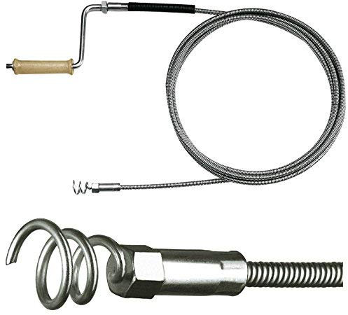 Rohrreinigungsspirale Ø 12mm x 5m, für Rohre ab DN 100mm, 40mm Bohrkopf, optionale Verlängerung, für Fallrohr, Regenrohr, Dachrinne, Abwasserkanal, Drainagen