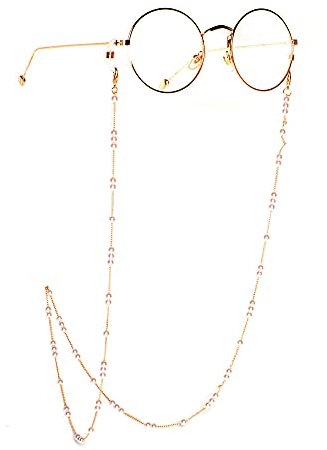 YUNHOME Sonnenbrillenkette Brillenkette Brillenband Brillenschnur Mode Einfach Alle Handgefertigten Weißen Pearl-Augenlinsen-Golden