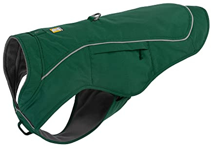 RUFFWEAR Overcoat Fuse 2-in-1-Kombination aus Hundemantel und -Geschirr, mit Fleece Gefütterte Hundejacke, Evergreen S