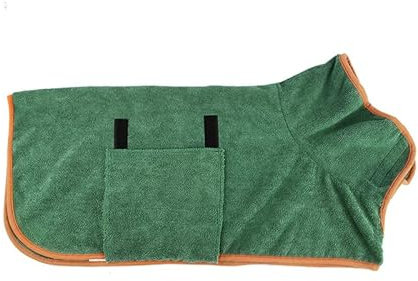 BVFR Haustier-Bademantel, Trocknungsmantel, Hunde-Bademantel, saugfähiges Handtuch, groß, mittel und klein, Hunde-Bademantel, Handtuch, ultra-schnell trocknendes Handtuch, grün, M