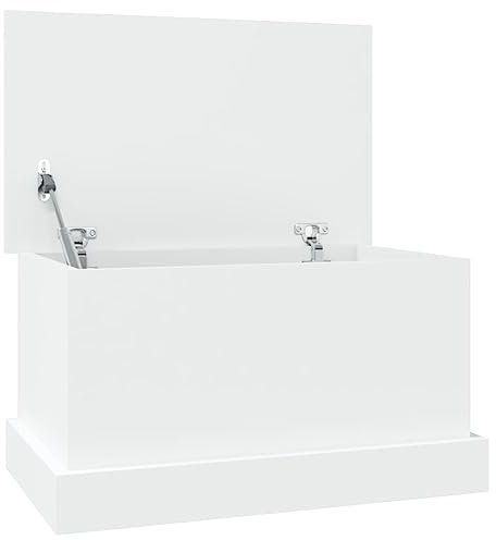 vidaXL Truhe, Aufbewahrungsbox mit Deckel, Auflagenbox Kiste mit Stauraum, Kissenbox Werkzeugkasten Spielzeugtruhe, Weiß Holzwerkstoff