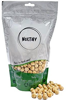 NULTHY - 500gr Avellana Repelada Tostada - Sin Sal - Snack Saludable - Frutos Secos Naturales - Sin Gluten - Vegano