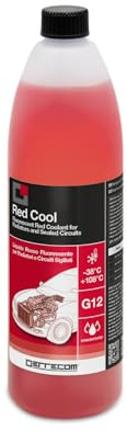 ERRECOM Red Cool, Rote Konzentrierte Fluoreszierende Kühlerflüssigkeit, G12-Frostschutzmittel mit Oat-Inhibitorpaket auf organischer Basis, 1 Liter