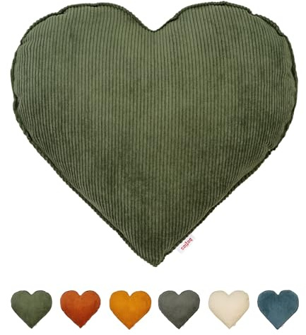 beties - HYggelig No.1 - Cord-Samt gefülltes Herzkissen ca. 40x35 cm; Romantisches Geschenk zum Geburtstag, Valentinstag oder Muttertag – Weiches Zierkissen für Sofa, Bett, Reisen und Deko Stofftiere