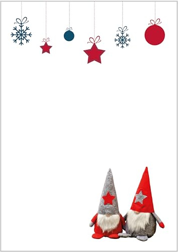 Briefpapier Wichtel DIN A4 - Papier Weihnachten - 20 Blatt - Motiv Nr. 034 | 100g/m²