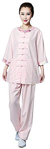 Kampsportskläder Dam Taichi Uniform Martial Art Set Andas Morgonträningskläder,ROSA,M