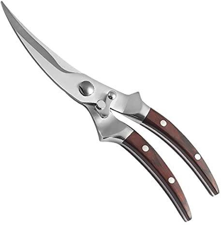 Geflügelschere für die Küche, 1 Stück Küchenschere aus Edelstahl, Hühnerknochenschere, Messer, Küchenhelfer für Gemüse (mit Holzgriff)