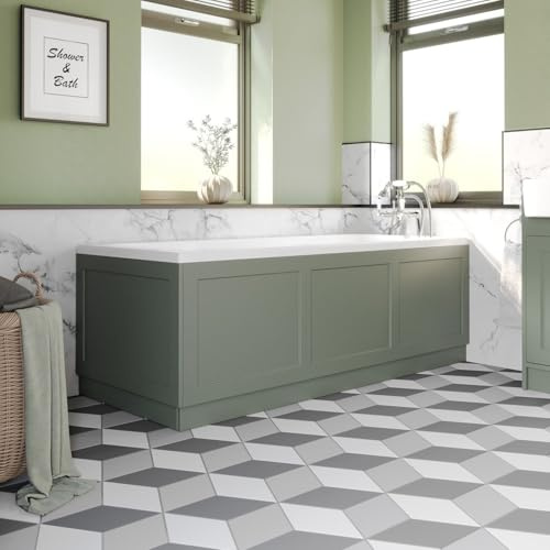 Affine® Traditional 1700 Side Front Panel MDF Bath Panel 18mm, Wooden Panels for Bathroom Baths Soaking Tubs, Adjustable Plinth, Easy to Cut, Matt Green