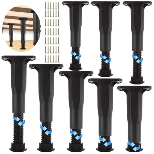 MUXHEL Bettstützbeine, höhenverstellbar, 16,5 - 29,1 cm, Ersatzbeine für Bettgestell, Tisch, Sofa, 8 Stück