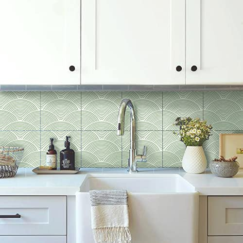 Stickers Cuisine Arche Verte Credence Adhesive Pour Cuisine - Stickers Muraux Cuisine - Sticker Mural Salle De Bain, Pvc Étanche Dosseret Pour Cuisine Salle 10 Pc(20X20Cm)