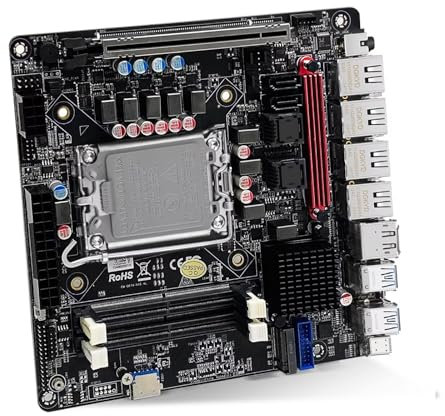 SJRC Carte mère NAS avec 6 baies SATA3.0, Q670 Mini ITX Carte mère LGA 1700, Soft Router Board DDR5 avec 6xM.2 NVMe, i226-LM 2.5GbE, PCIe5.0 x16, 16GB RAM 256GB SSD (sans câble)