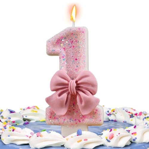 Numeri di candeline di compleanno, Candeline di compleanno per torta | Candele di compleanno con fiocco rosa | Forniture per feste Topper per torta di compleanno, decorazioni per feste a tema riunioni