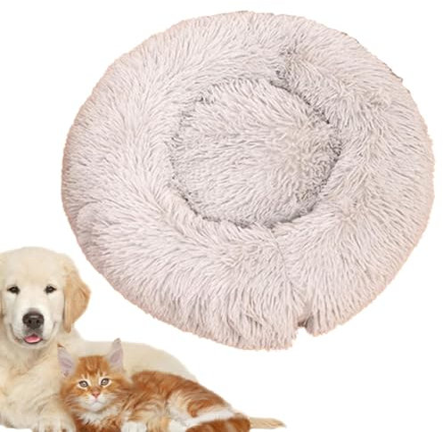Riaisttd Weiches Plüsch-Haustierbett, beruhigendes Katzen-Donut-Bett, Kuschelbett für Hunde, Plüschkissen, Haustierbetten, rundes Plüsch-Katzenbett, kleine Hunde, Schlafhütte 40 x 40 cm, für kleine