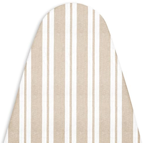 Encasa XO Ersatz-Bügelbrettbezug mit Extra-Dickem Polster, Elastisch, (Für Standard-Breite Bretter von X-Large 135x45 cm) Hitzereflektierend, Hitzeresistent, Robust - Franca Beige Streifen