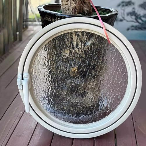 Fenêtre ronde pour abri de jardin avec verre trempé - Rotation à 360 ° - Montage encastré - Fenêtre de ventilation d'intérieur de salle de bain - Blanc - Diamètre : 100 cm