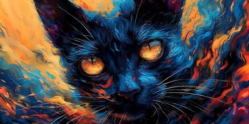 Malen Nach Zahlen Erwachsene, Malen Nach Zahlen Tier Katze, DIY Handgemalt Ölgemälde Kits Inklusive Pinsel und Acrylfarben, Knitterfreie Leinwand, Home Haus Wand Deko 30x60cm (Rahmenlos) K-132