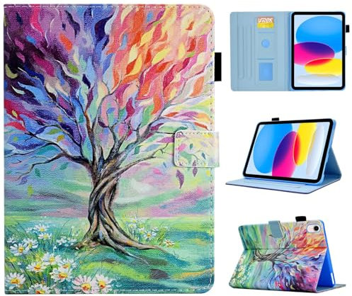 Byceke iPad 10.2 Hülle für 7/8/9 Generation (2019-2021) - PU Leder mit Bleistifthalter, Auto Schlafen/Wachen, Baum des Lebens