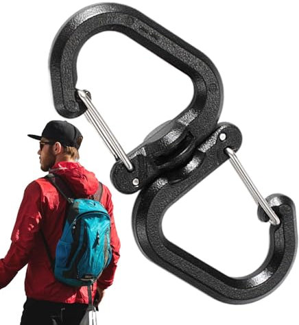 Multipurpose Swivel Clips, Heavy Duty Carabiner Clips, 360 Rotating Double Carabiner, Portable S Chain Hooks, Multi-Use Backpack key chain Carabiner With 360 Degree Swivel For Backpacks, Dog Walking