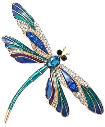 Fliegendrachen-Brosche – Emaille-Strass-Brosche mit Libellenmotiv, Strass-Anstecknadeln mit Libellen-Anhänger, süße Anstecknadel mit Libellenmotiv, Libellen-Schmuckbrosche für Weihnachten, Muttertag,