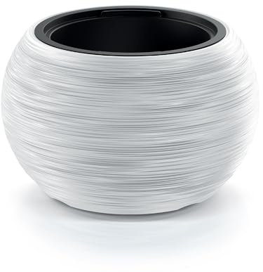 Tymar Blumentopf mit Einsatz, Blumenkübel aus Kunststoff, Übertopf, Pflanzkübel Gross (DBFUK Weiß,ø 30 cm)