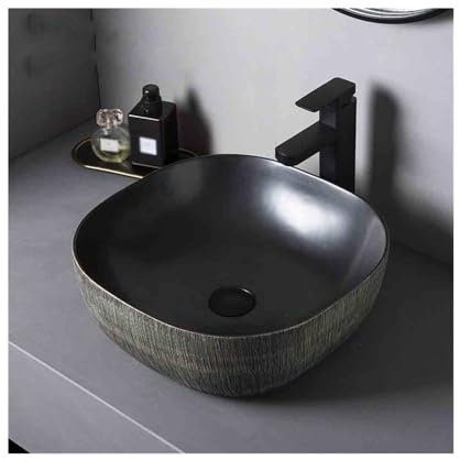 Lavabo Salle de Bain Vasque à Poser, lavabo extérieur et intérieur, Salle de Bain, Patio, céramique avec Accessoires Vasque à Poser
