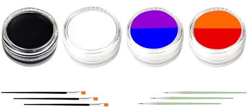 6 Colores Kit Maquillaje Halloween, Artística Varios Colores Pintura Corporal con 6 Pinceles Pintura Cara Halloween para Adultos Maquillaje Teatro Cosplay Disfraces Fiestas