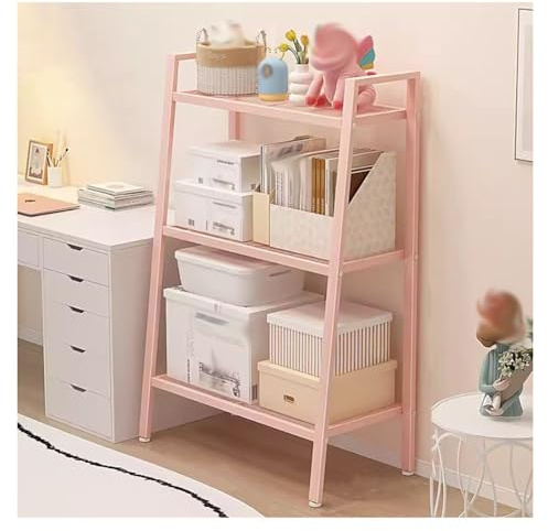 Scaffale a scala rosa a 2/3/4 ripiani, autoportante, multifunzione, salvaspazio, per giardino, balcone, soggiorno, camera da letto, 60 x 35 x 100 cm