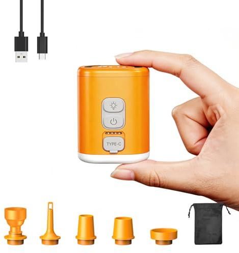 AIRSPIRIT Tiny Air Pump for Inflatables, Portable Mini Electric Pump with Rechargeable Battery, 5kPa Fast Inflate/Deflate & Vacuum Pump for Camping Mattress, Pool Floats, Vacuum Storage Bags