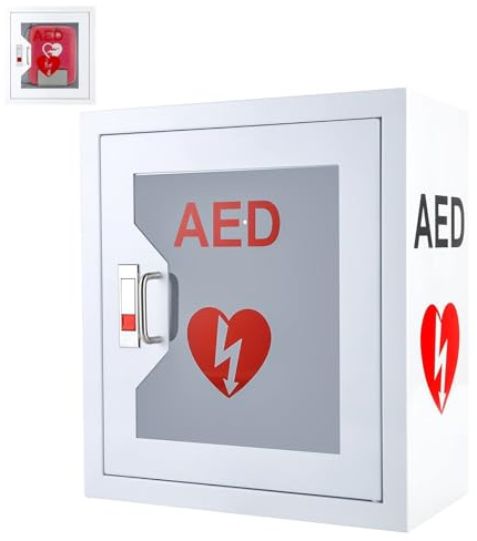 AED Defibrillatorschrank, wandmontierte Aufbewahrung mit Schnappverschluss, Edelstahlgehäuse für den Notfall im Büro, Krankenpflege und Zuhause