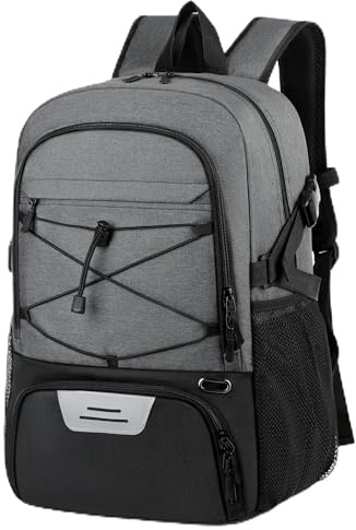 GUJOIN Sport-Basketball-Rucksack mit Schuhfach, 15,6 Zoll Laptop, reflektierender Streifen, Turnbeutel für Damen und Herren, 35 l