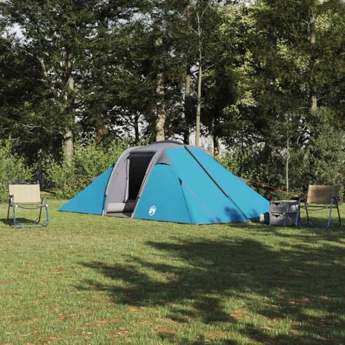 Tunnelzelt mit Dach, Speicher und E-Port, Blau, 510 x 240 x 156 cm, TAFT, für 4 Personen, Familien Camping und Outdoor Abenteuer