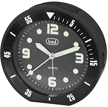 Trevi SL 3091 R Orologio al Quarzo con Sveglia e Grande Quadrante con Numeri in Rilievo, Tasto Snooze/Light, Suoneria Elettronica, Movimento Silenzioso Sweep, Nero