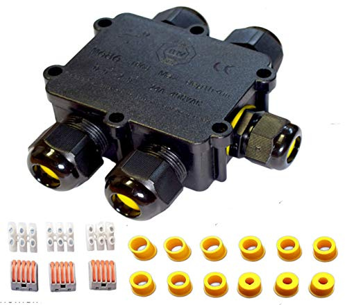Sucre Auxiliary ® 24A 450V 5 Way IP68 Waterproof Electrical Cable Wire Connector Junction Box