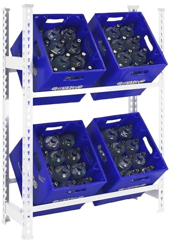 Simon Rack Scaffale per casse di bevande, Ripiano per 4 cassette, 1000x800x300 mm, Ripiano per casse di bevande in metallo, Blanc - Simonbottle